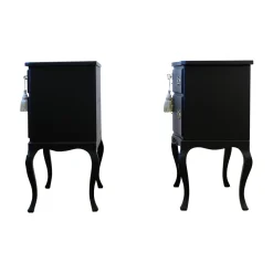 Rokoko Nachttische mit Modern Flat Black Finish, 2er Set