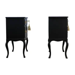 Rokoko Nachttische mit Modern Flat Black Finish, 2er Set