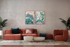 Romina Milano, Birds of Paradise Diptychon, 2026, Mischtechnik auf Papier