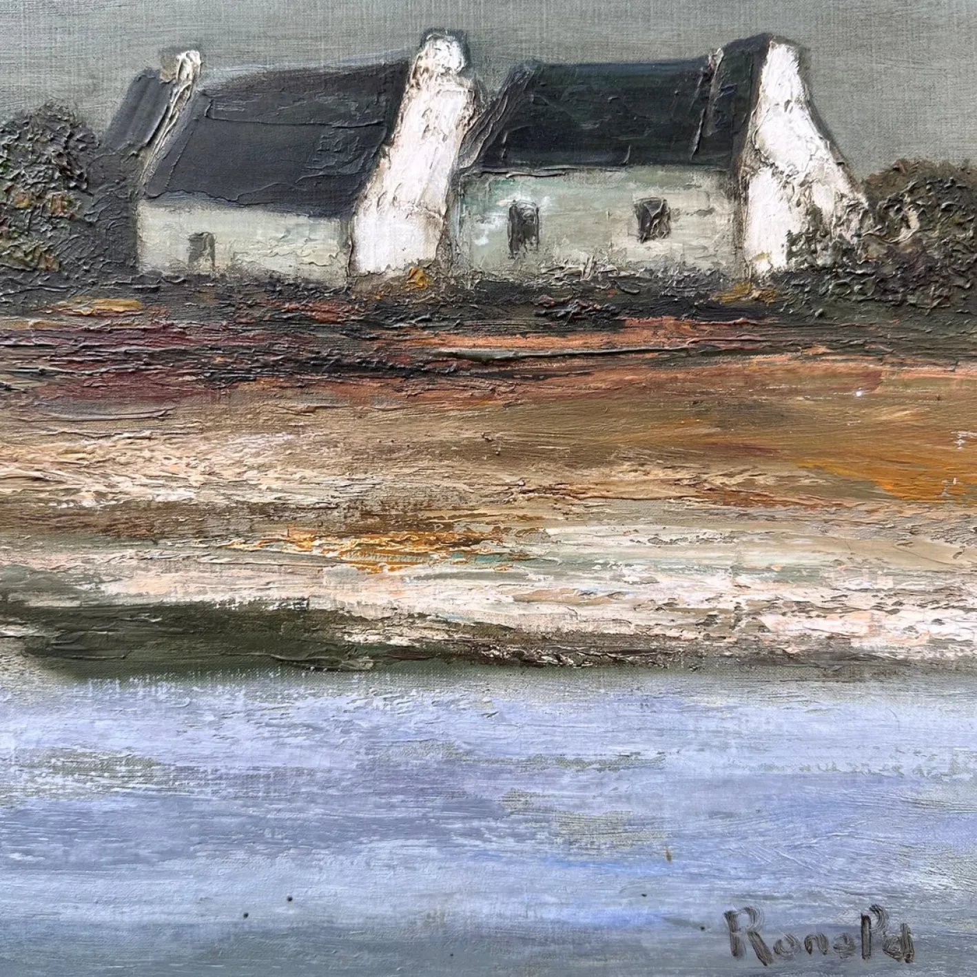 Ronald, Kabinen der Französischen Bretagne, 20. Jh., Ölgemälde auf Leinwand, Gerahmt