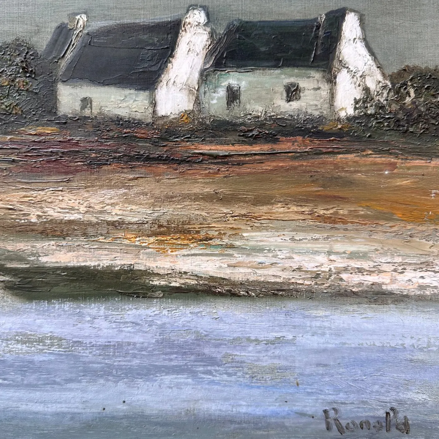 Ronald, Kabinen der Französischen Bretagne, 20. Jh., Ölgemälde auf Leinwand, Gerahmt