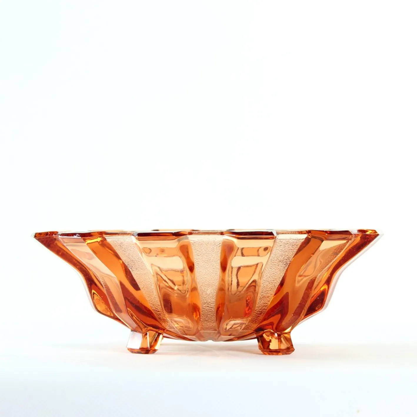 Rosa Glasschale von Hermanova Hut, Tschechoslowakei, 1950er