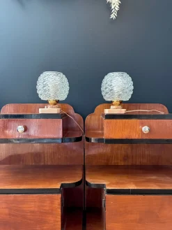 Rosa Lampen aus Glas und Rosa Alabaster, 1970, 2er Set