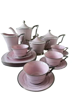 Rosa Porzellan Kaffee- und Teeservice von Epiag, 1920er, 19 . Set