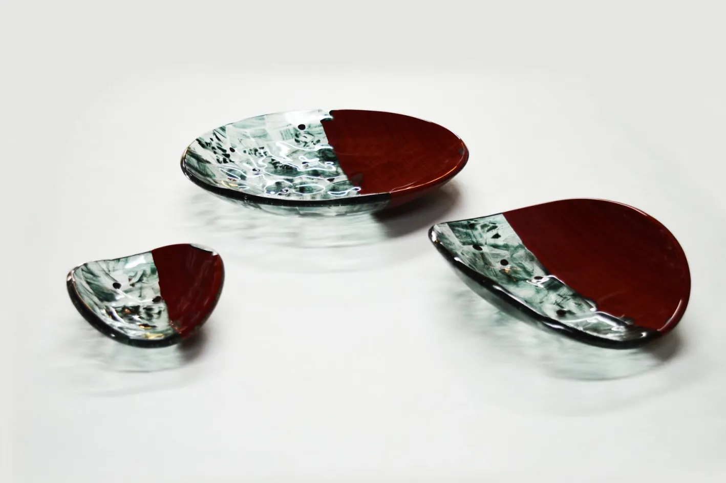 Rote Baccan Tafelaufsätze aus Muranoglas von Stefano Birello für VeVe Glass, 2019, 3er Set