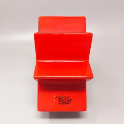 Rote Hsing Vase von Ettore Sottsass, Italien, 1980er