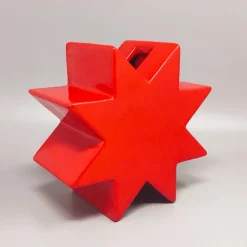Rote Hsing Vase von Ettore Sottsass, Italien, 1980er