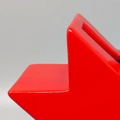 Rote Hsing Vase von Ettore Sottsass, Italien, 1980er