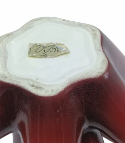 Rote Keramikvase mit mehreren Blumenmotiven von Vibi Torino, Italien, 1960er