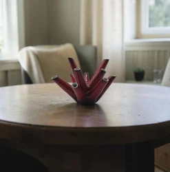 Rote Keramikvase mit mehreren Blumenmotiven von Vibi Torino, Italien, 1960er