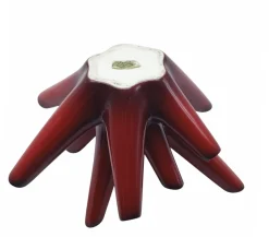 Rote Keramikvase mit mehreren Blumenmotiven von Vibi Torino, Italien, 1960er