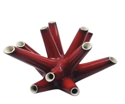 Rote Keramikvase mit mehreren Blumenmotiven von Vibi Torino, Italien, 1960er