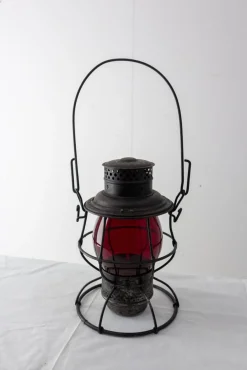 Rote Lampe aus Eisenblech von Adlake Adams und Westlake Railway Lantern, USA, 1908