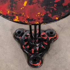 Roter französischer Gueridon Outdoor Tisch aus Metall, 1950er