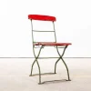 Roter Französischer Lamellen Outdoor Klappstuhl, 1950er, 4er Set