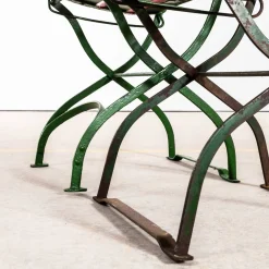 Roter Französischer Lamellen Outdoor Klappstuhl, 1950er, 4er Set