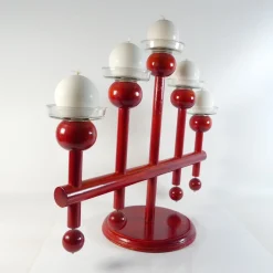 Roter Kerzenständer aus Holz von Aarikka Finland, 1960er
