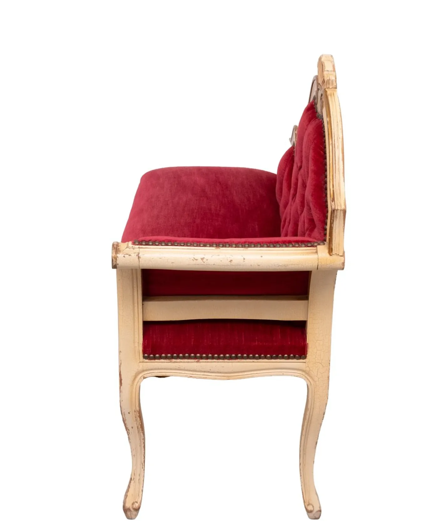 Rotes Louis XVI Flursofa aus Samt, 1950er