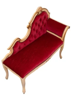 Rotes Louis XVI Flursofa aus Samt, 1950er