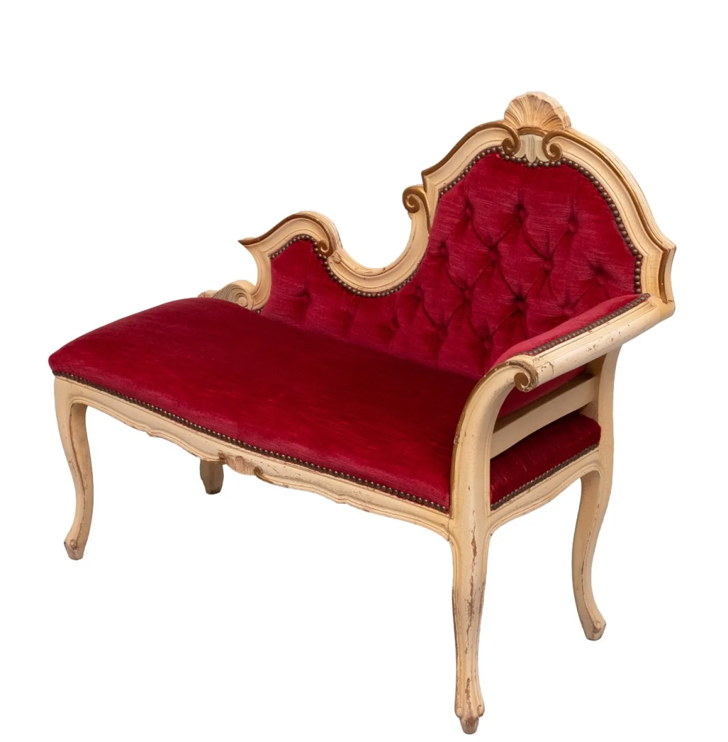 Rotes Louis XVI Flursofa aus Samt, 1950er