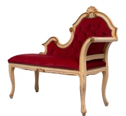 Rotes Louis XVI Flursofa aus Samt, 1950er