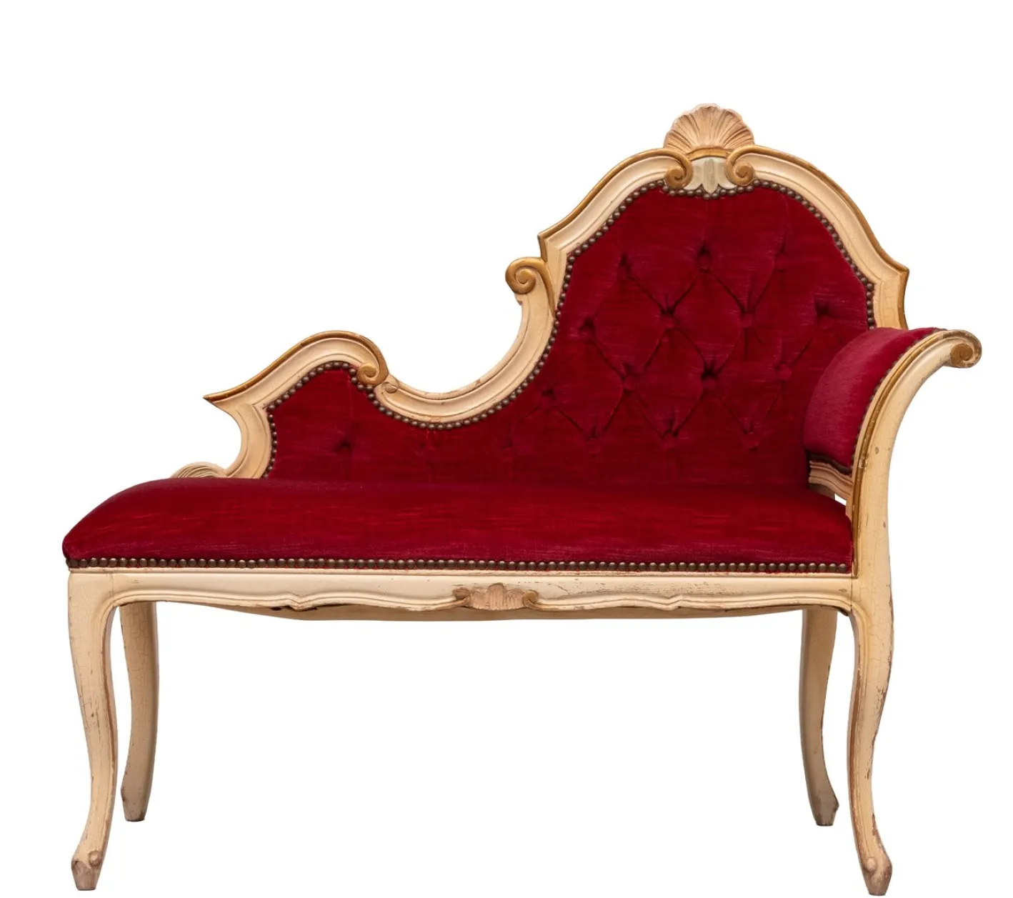 Rotes Louis XVI Flursofa aus Samt, 1950er