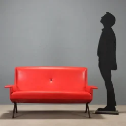 Rotes Vintage Sofa aus Skai, 1960er