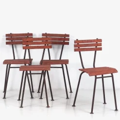 Rote Vintage Gartenstühle, 1920, 4 . Set