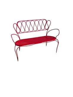 Rot lackiertes Gartensofa aus Eisen von Gio Ponti für Casa E Giardino, 1950er