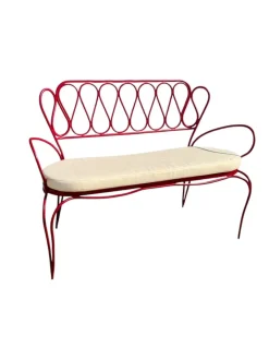 Rot lackiertes Gartensofa aus Eisen von Gio Ponti für Casa E Giardino, 1950er