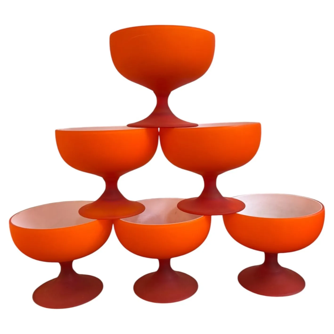 Rot-weiße italienische Incamiciato Schalen aus Muranoglas von Carlo Moretti, 1959, 6er Set