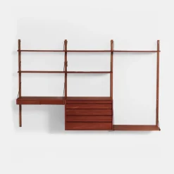 Royal System Wandsystem mit Schreibtisch, Schubladenelement und Regalen von Poul Cadovius für Cado, 1960er