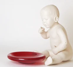 Rubinrote Schale aus Muranoglas, 1970er
