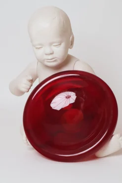 Rubinrote Schale aus Muranoglas, 1970er
