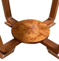Runder Art Deco Couchtisch aus Pappelholz, 1930er