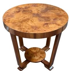 Runder Art Deco Couchtisch aus Pappelholz, 1930er