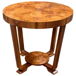 Runder Art Deco Couchtisch aus Pappelholz, 1930er
