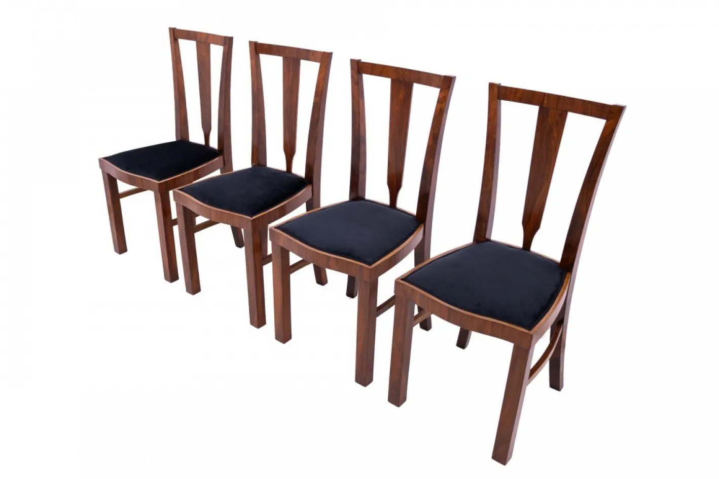 Runder Art Deco Tisch mit Vier Stühlen, 1940er