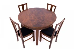 Runder Art Deco Tisch mit Vier Stühlen, 1940er