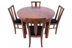 Runder Art Deco Tisch mit Vier Stühlen, 1940er