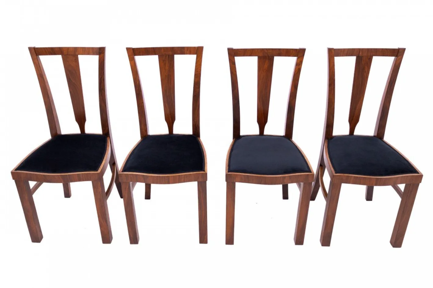 Runder Art Deco Tisch mit Vier Stühlen, 1940er