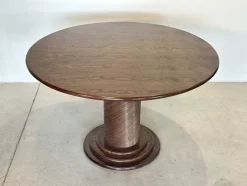 Runder Esstisch aus Korbgeflecht & Holz, 1970er