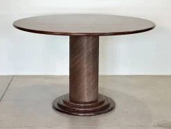 Runder Esstisch aus Korbgeflecht & Holz, 1970er