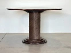 Runder Esstisch aus Korbgeflecht & Holz, 1970er