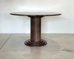 Runder Esstisch aus Korbgeflecht & Holz, 1970er
