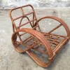 Runder französischer Sessel aus Bambus & Rattan in Brezel-Optik, 1950er