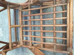 Runder französischer Sessel aus Bambus & Rattan in Brezel-Optik, 1950er