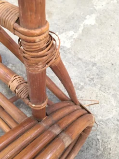 Runder französischer Sessel aus Bambus & Rattan in Brezel-Optik, 1950er