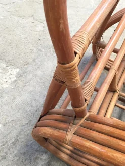 Runder französischer Sessel aus Bambus & Rattan in Brezel-Optik, 1950er