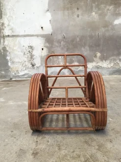Runder französischer Sessel aus Bambus & Rattan in Brezel-Optik, 1950er